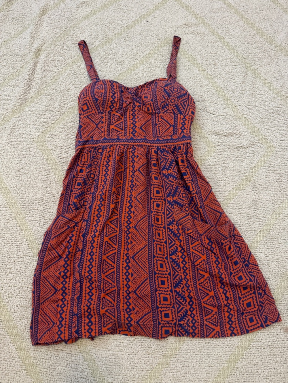 American Eagle Aztec Print Mini Dress Smocked Back Size 6